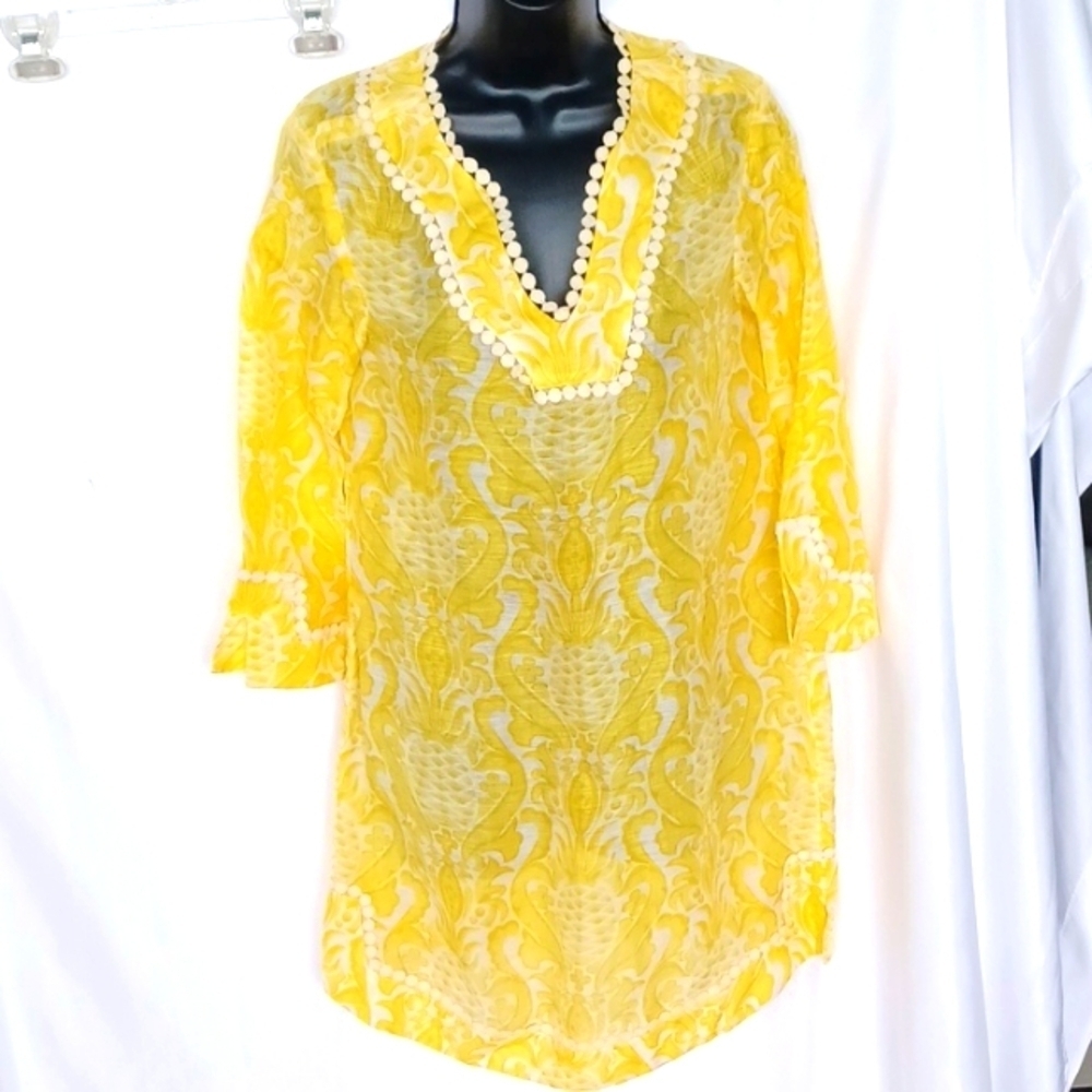 Kate Spade New York Silk/Linen Yellow Dress Cover Up - XS